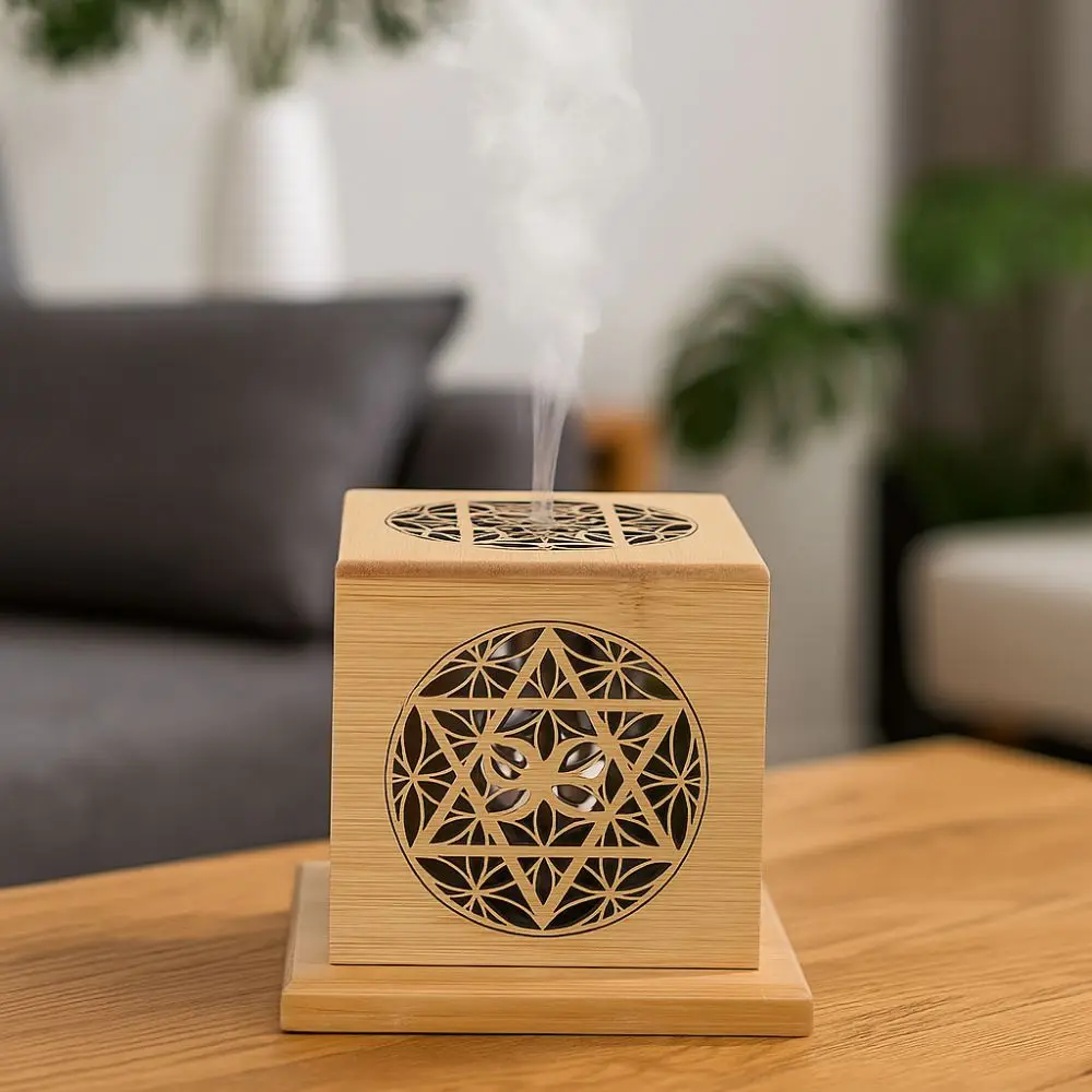 

Creative Bamboo Incense Burner Anti-Scald with Cover Sage Incense Box Hollow Out Sandalwood Incense Base Plate Home