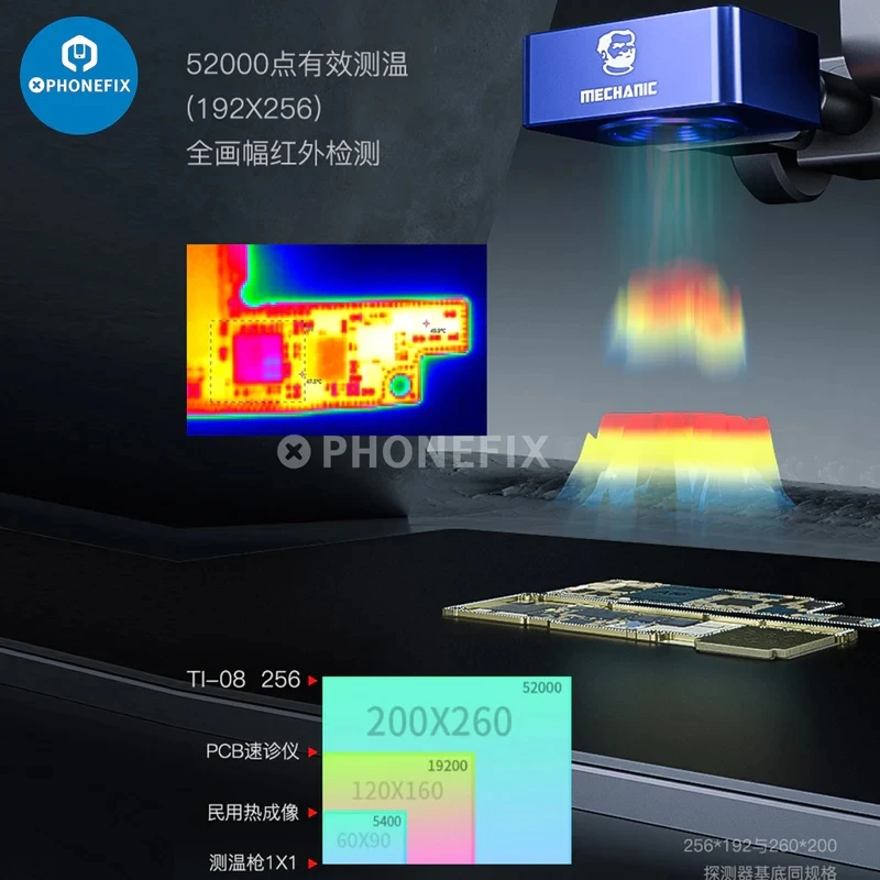 Mechanic 3D TI-08 Qianli Super Cam X 3D Infrared Thermal Imaging Camera Motherboard PCB Fault Diagnosis Check Instrument Tools