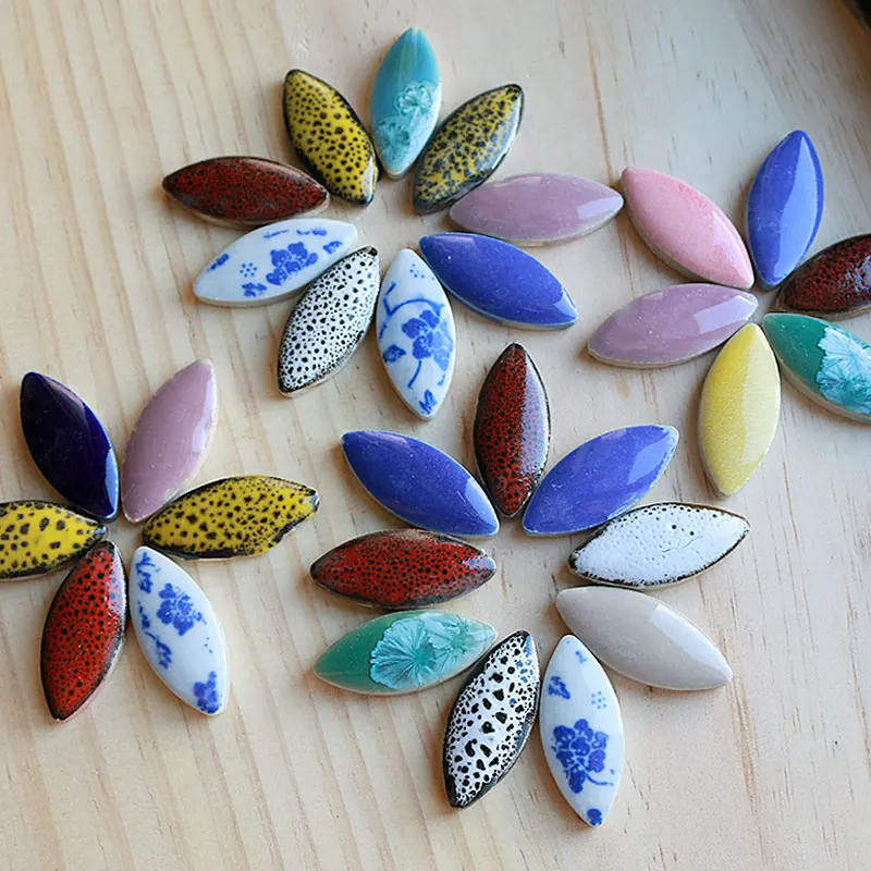 

100g Multi Color Irregular Ceramic Mosaic Tiles DIY Mosaic Making Stones for Craft Hobby Arts Wall Decoration Petal arte oval