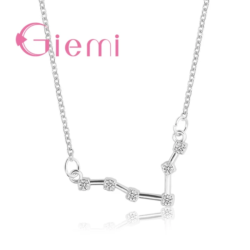 Astrology Zodiac Statement Pendant Necklace Women Constellation Horoscope Virgo Leo 925 Sterling Silver Chain Necklace Girls