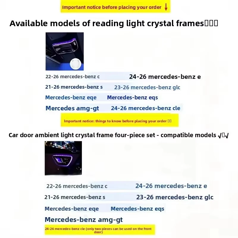 Ambientebeleuchtungs-Zierrahmen-Modifikation für Mercedes-Benz E-Klasse, C-Klasse, C260L, GLC300L, S-Klasse & EQE – Innenraumzubehör – Detail 5