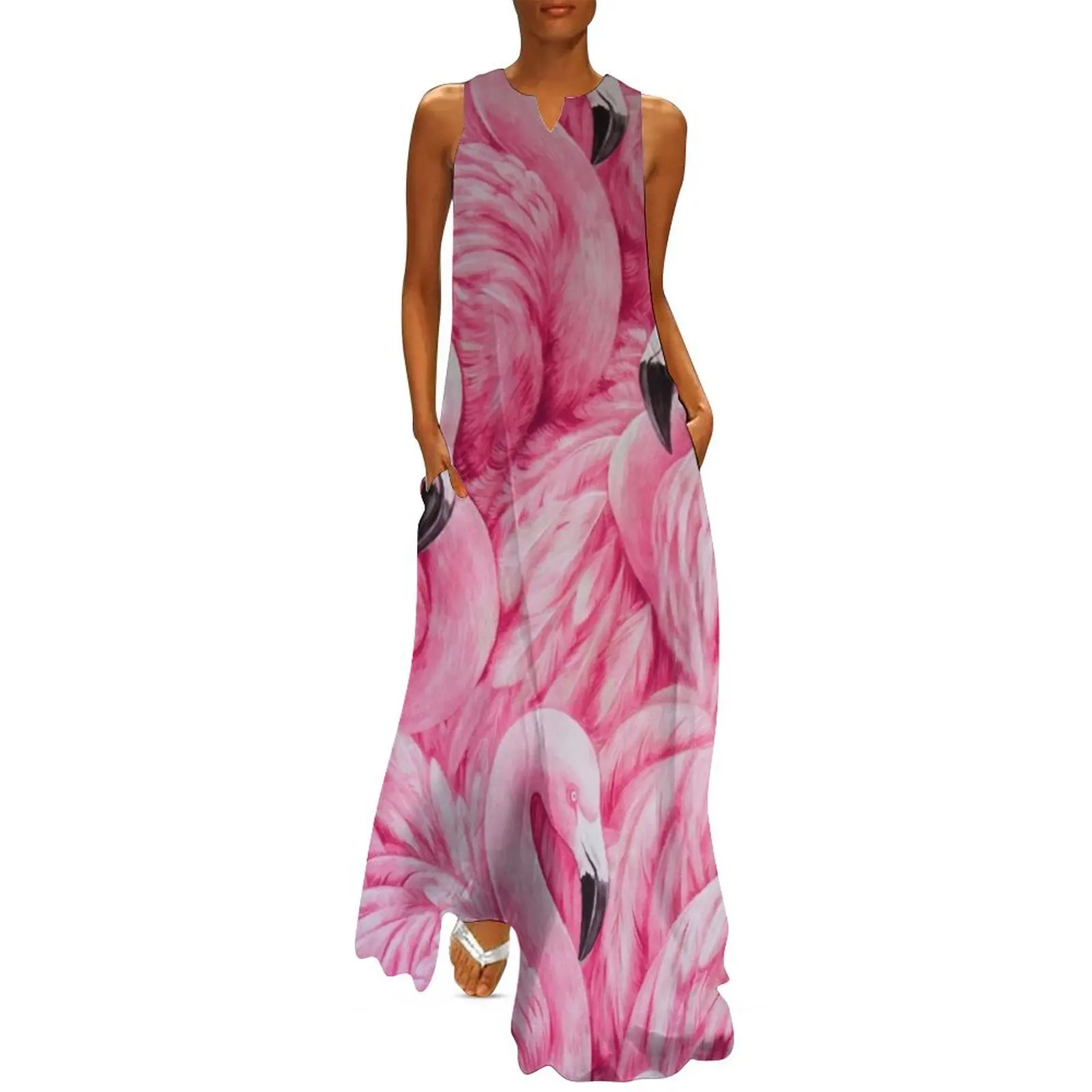 

Pink Flamingo Pattern Long Dress long dress women elegant dresses plus sizes Dress