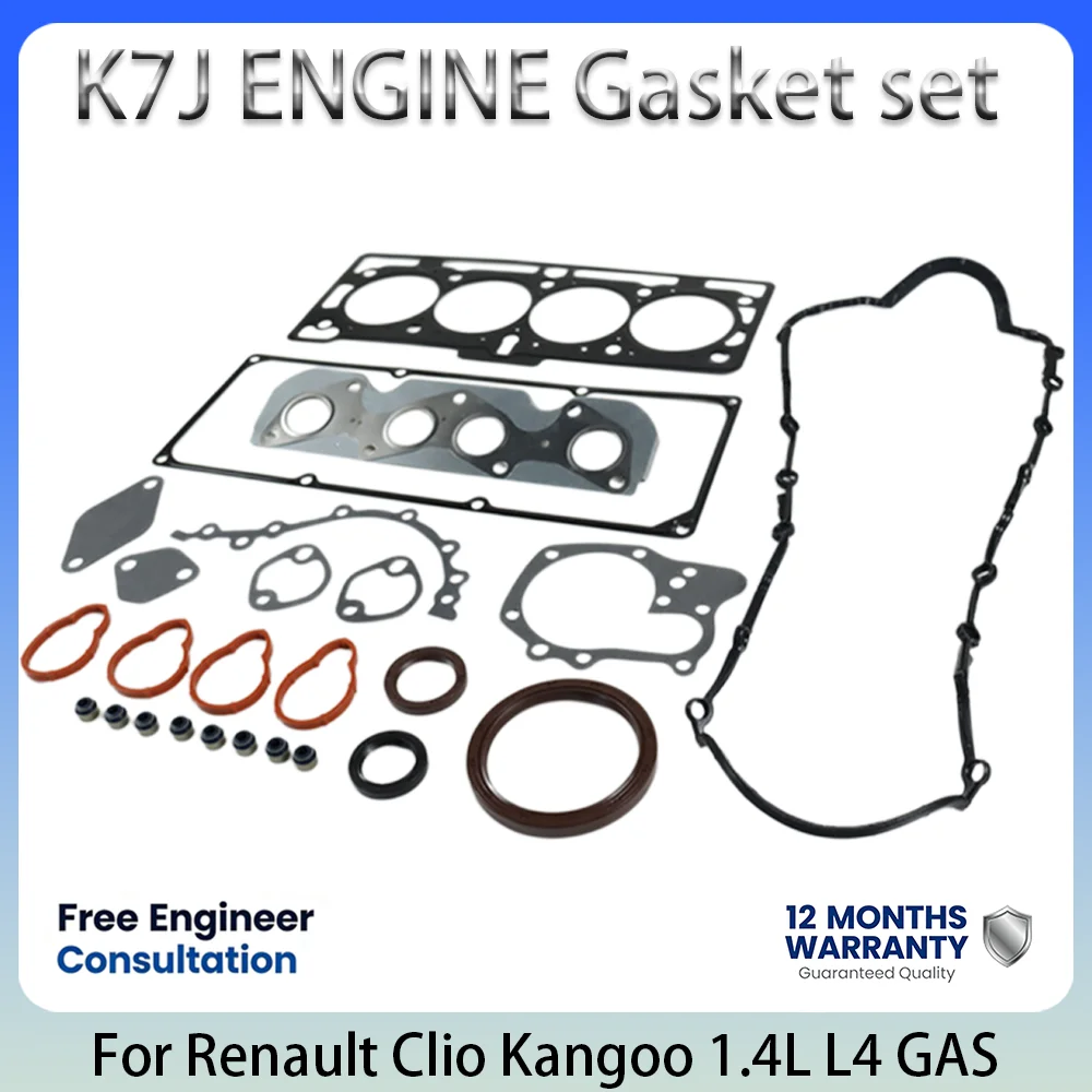 Kit de reparación de juntas completas del motor K7J para Renault 1.4L 1.4 L T L4 GAS K7J 1998-2012 Renault Clio Kangoo Symbol Twingo
