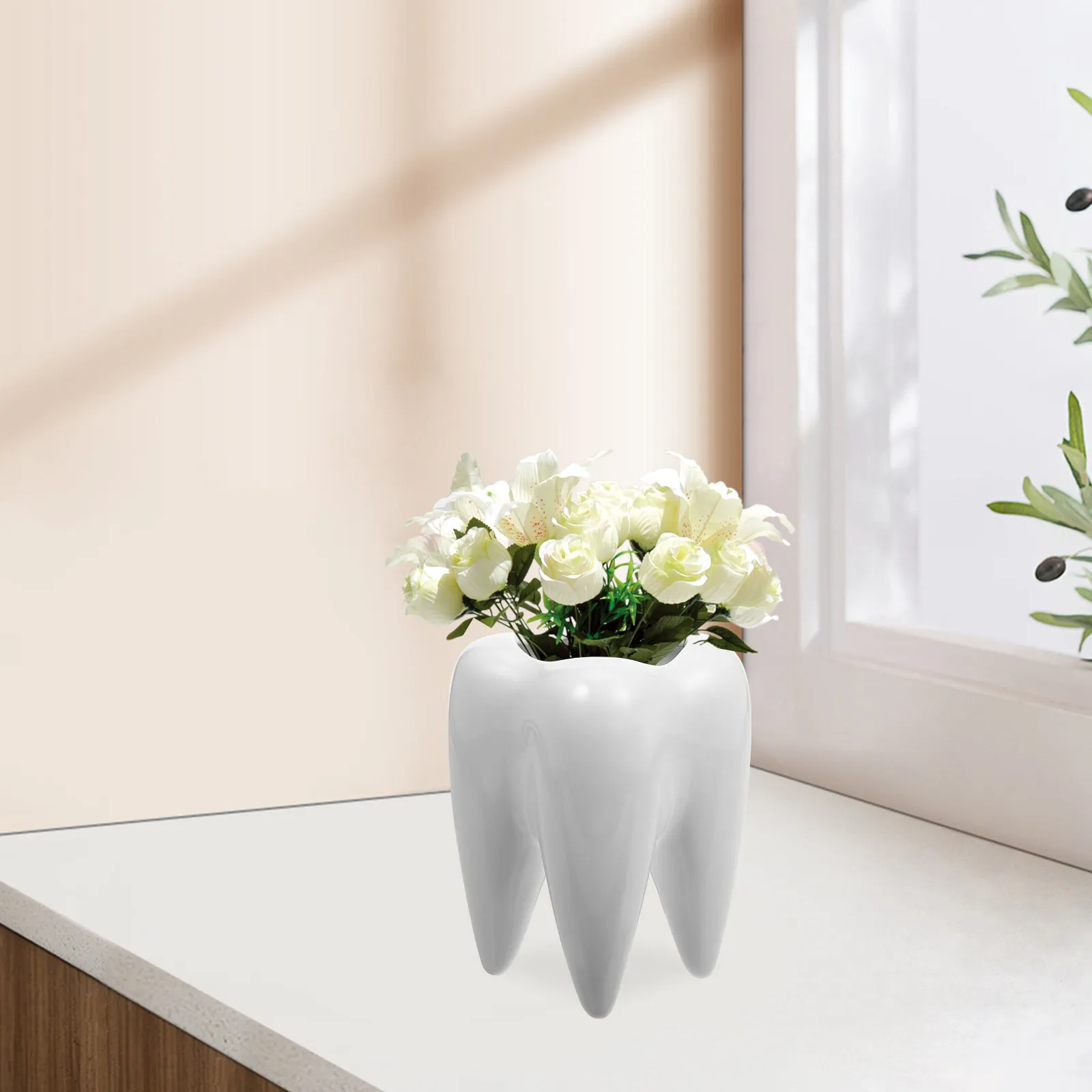 

2 шт. керамических кашпо в форме зуба для суккулентов, милые мини-горшки для кактусов для декора дома, спальни, полок