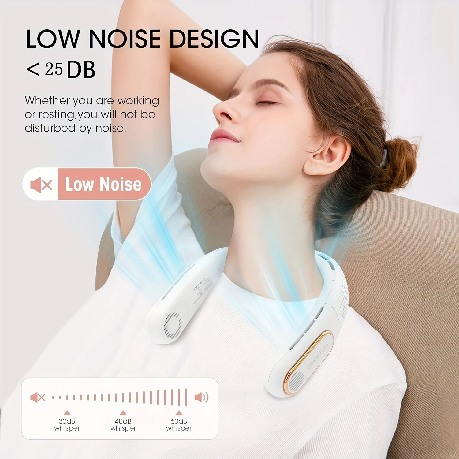 مروحة الرقبة، 4 مروحة محمولة قابلة للطي، مروحة رقبة خالية من الشفرة بقدرة 6000 مللي أمبير في الساعة قابلة لإعادة الشحن، شاشة LED، 3 سرعات قابلة للتعديل، ° التبريد أ