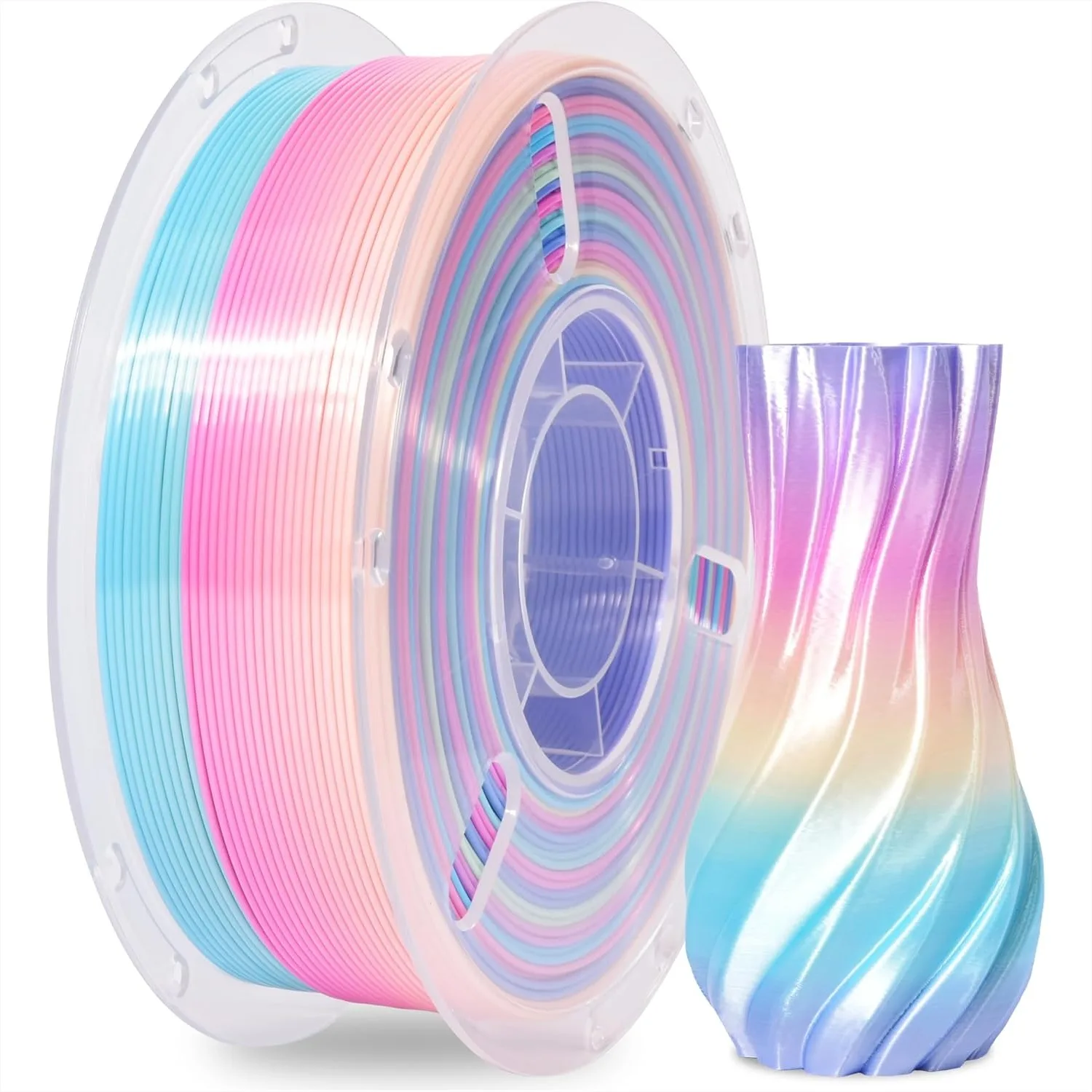 

Rainbow Silk PLA 3D Printer Filament, 1.75mm Fast Color Change Shiny Filament, 1kg Spool for Vibrant Prints, Neatly Wound, Low