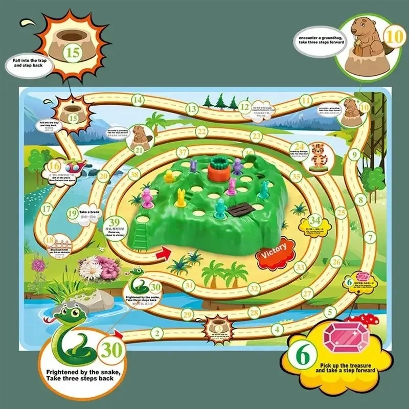 Permainan perangkap Kelinci Paskah permainan papan pesta menghibur mainan Puzzle keluarga perangkap kelinci strategi kompetisi permainan hadiah anak-anak Montessori