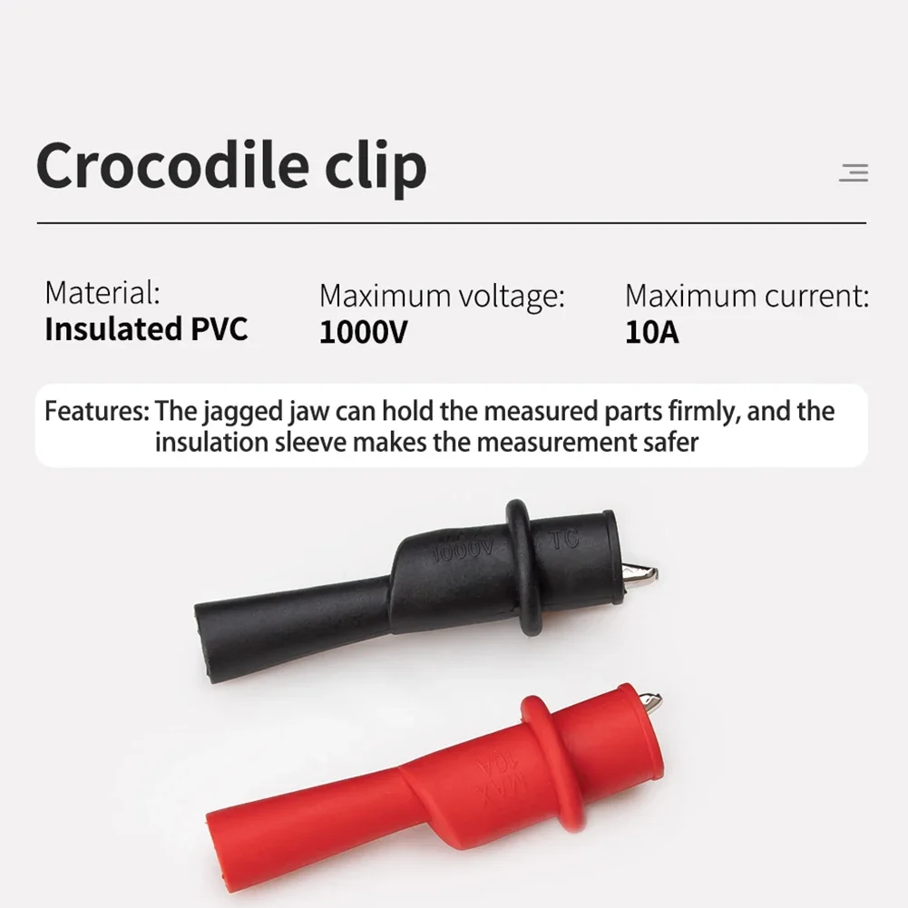 1 Pair Best Promotion Alligator Clips 10A Red + Black 10mm Crocodile Car Caravan Van Battery Test Lead Clips Electric Tool image 3