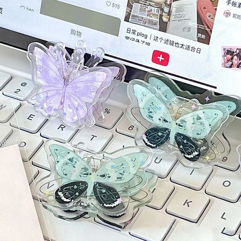 Squisito acrilico PP acrilico Clip di cancelleria Farfalla Test Paper Clip Ins Style Memo Holder