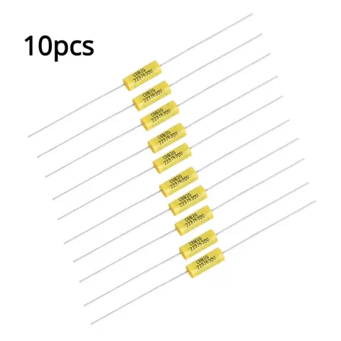 10pcs Long Yellow Lead Axial Polyester Film Capacitor 0.022uF 630V For Vintage Radio 223J Electric Tube Amplifier
