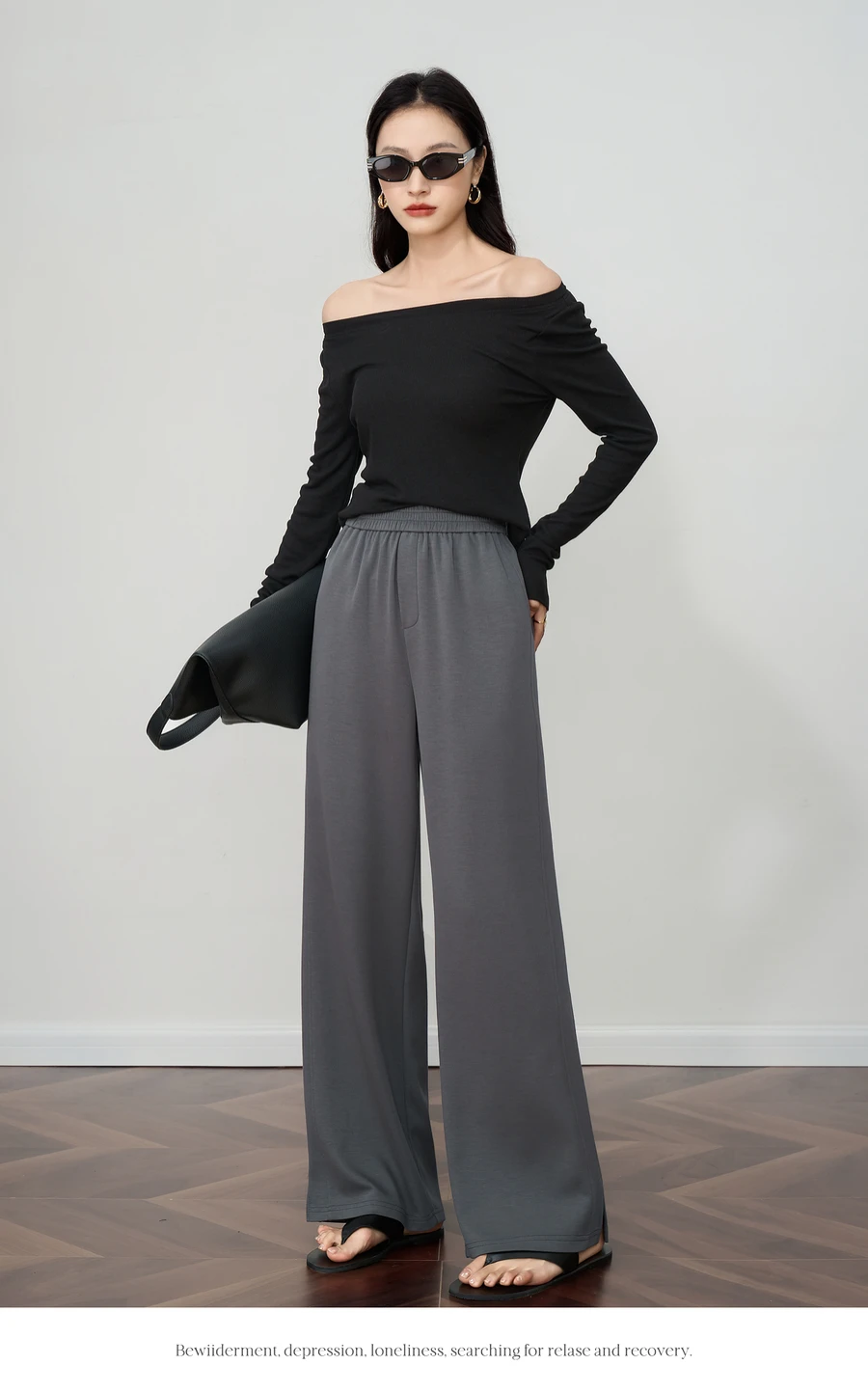 กางเกงขายาวลำลองทรงหลวมสไตล์สบายๆ สำหรับผู้หญิง ฤดูใบไม้ร่วง 2025 แฟชั่นใหม่ ดีไซน์หรู เอวสูง ทรงขากว้าง เสื้อผ้าผู้หญิง รุ่น O57XK98605