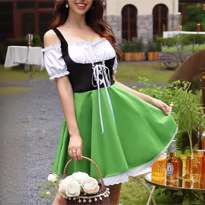 Lady Carnival Bavarian Oktoberfest Costume Alps Traditional Pubs Wench Waitress Outfit Cosplay Fancy Party Dress