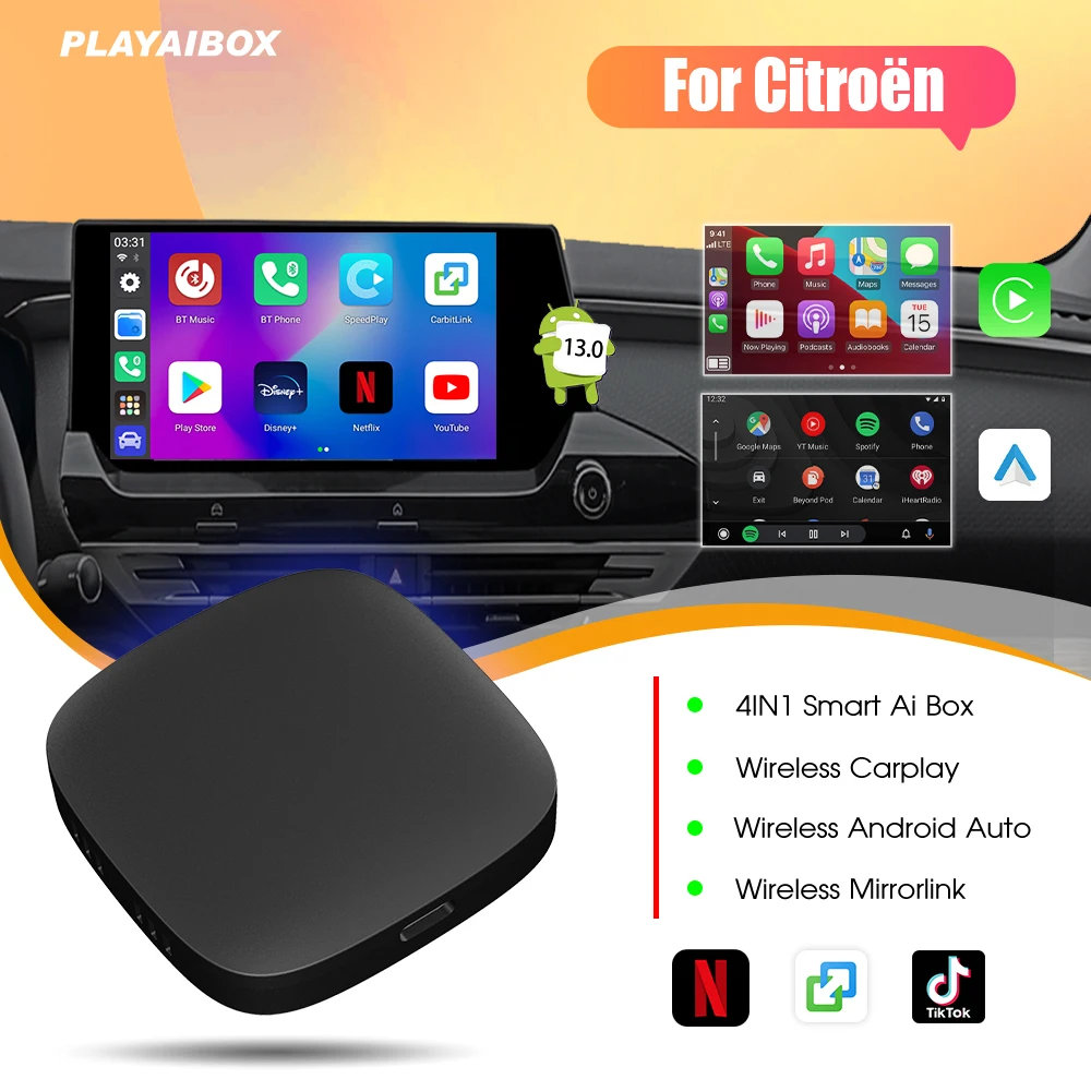 2024 Wireless Carplay Ai Box Android Auto Android 10 For Youtube Netflix For Citroёn Aircross Berlingo Multispace C4 Picasso C5