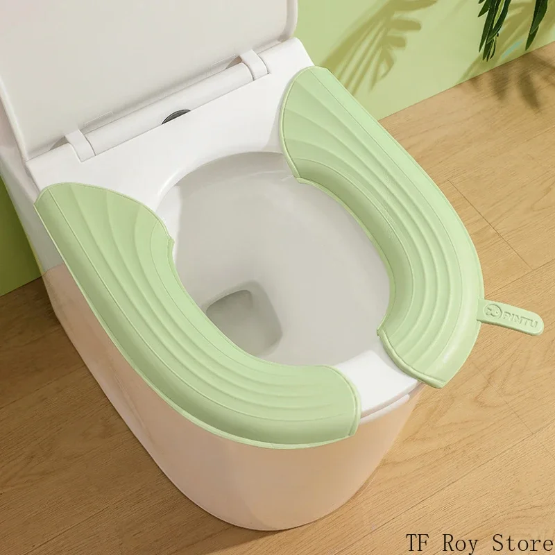 Waterproof EVA Adhesive Toilet Cover Cushion WC Toilet Sticky Seat Pad Bathroom Seat Lid Cover Household Universal Four Seasons