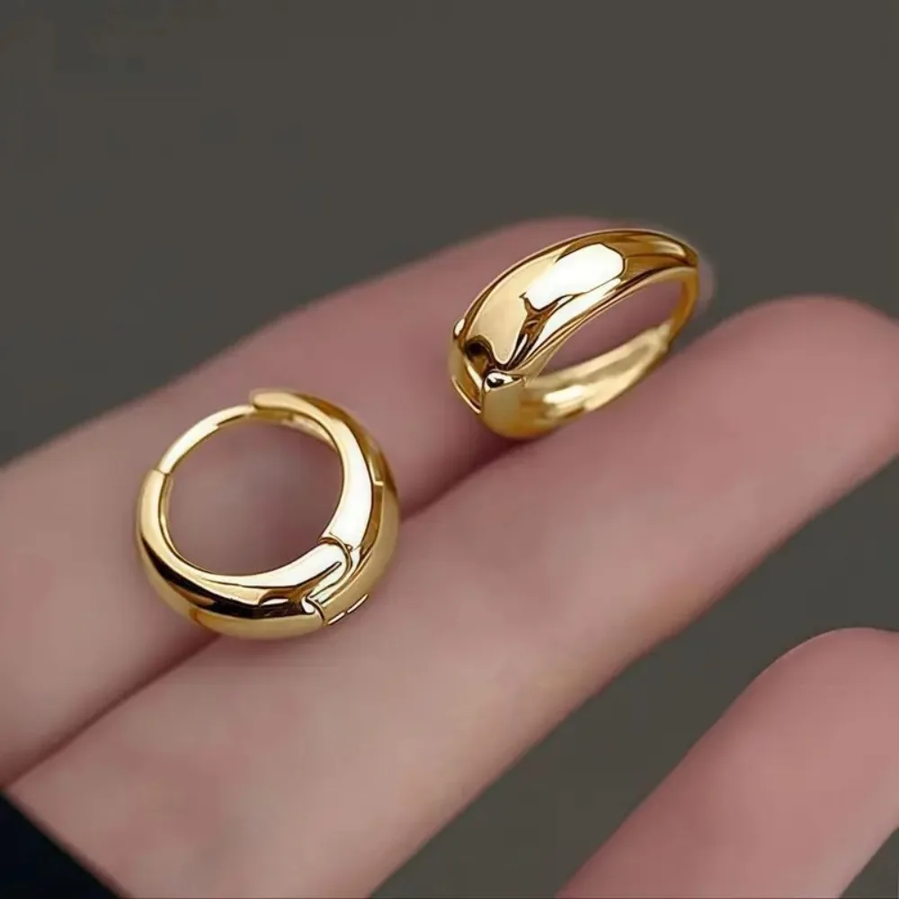 Korea Temperament Stainless Steel Geometric Teardrop-shaped Smooth Surface Hoop Earring for Women Men Trendy Jewelry Accessories image 2