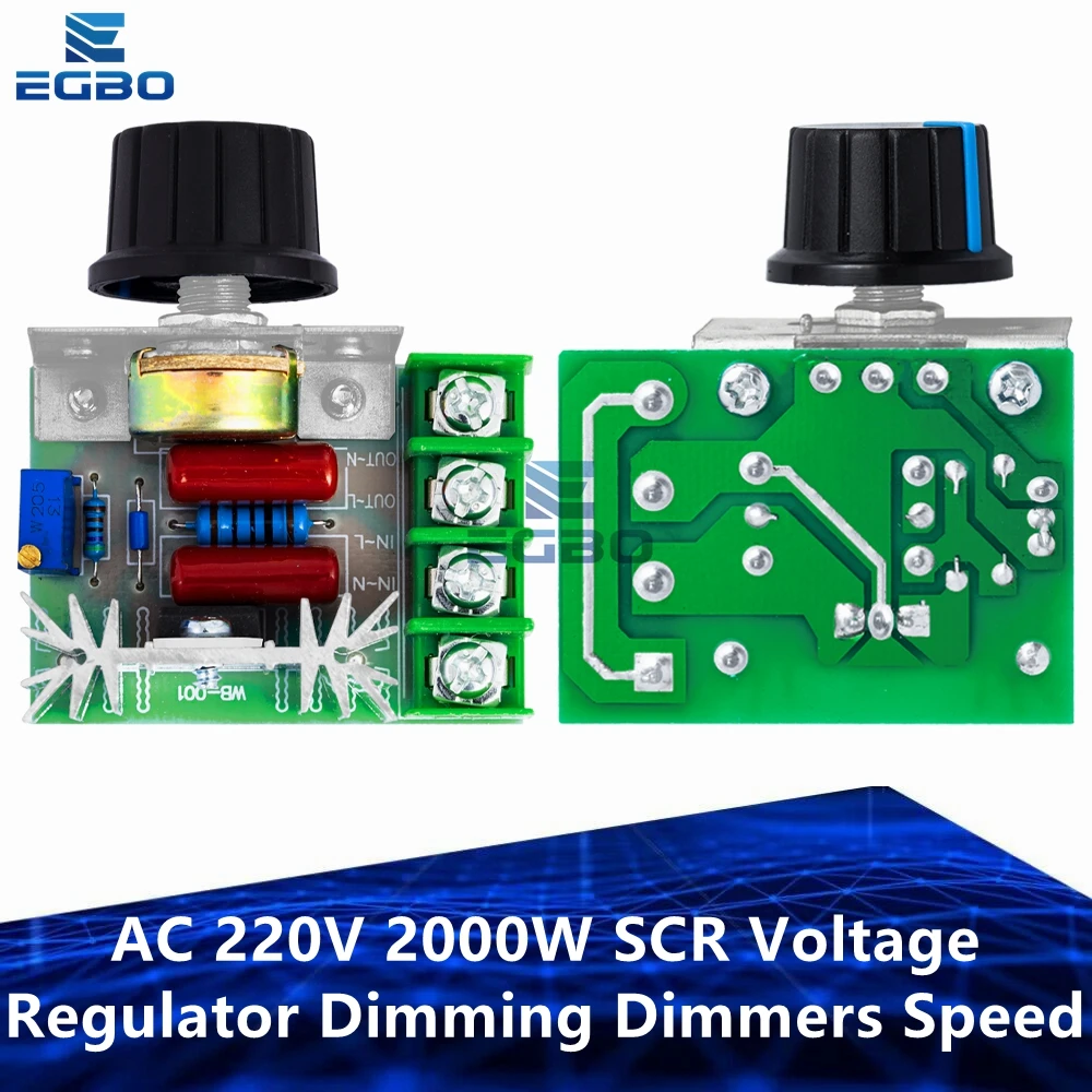 220V 2000W SCR Spannungsregler Motordrehzahlregler |   AC-Dimmer, Licht-/Birnen- und Heizungsthermostat |   Industrielle Leistungsregelung