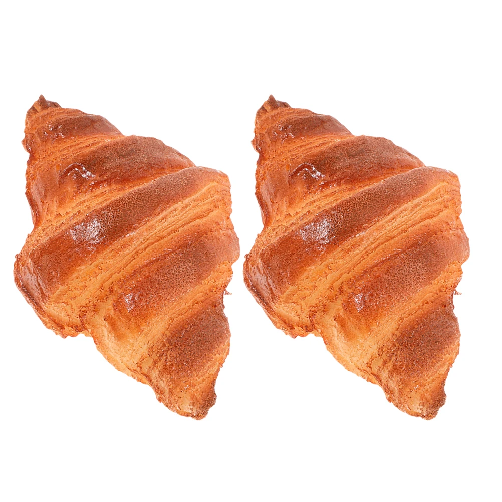

2 Pcs Simulated Bread Props Simulation Food Display Croissant Decoration Pu Faux Photo Artificial Realistic Breads