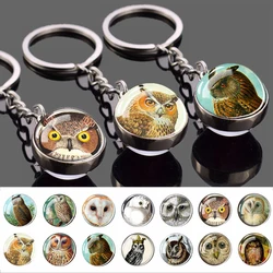 Esspoc Luminous Anime Key Chain Charms Owl Glass Dome Keychains Key Rings for Women Girls Party Gift Glow in Dark Dropshipping