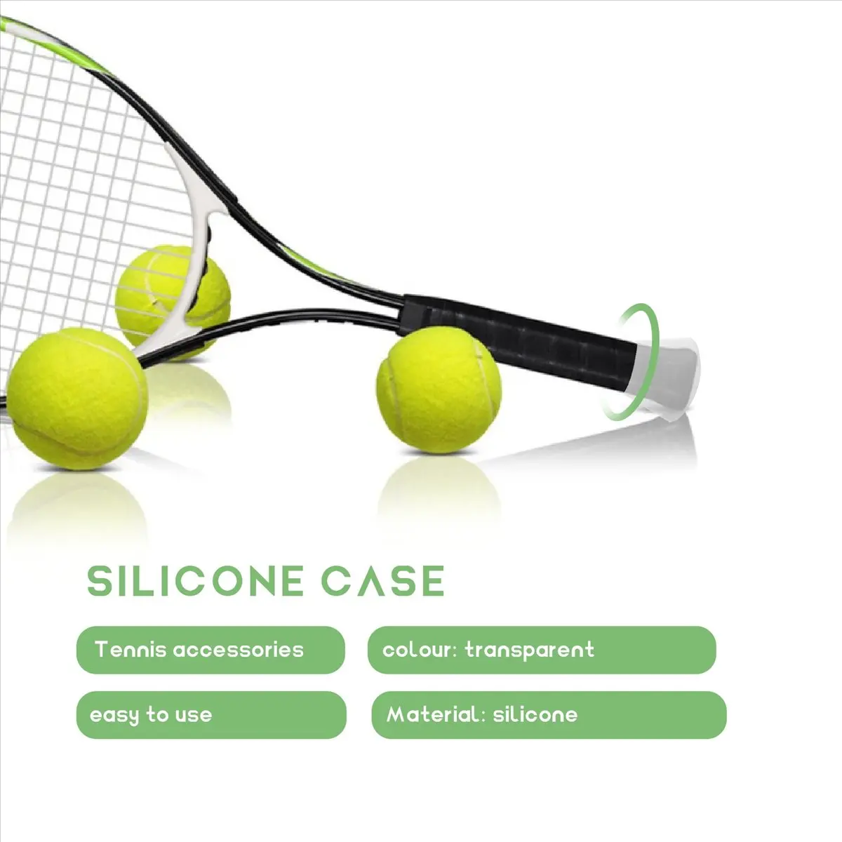 New arrival  Shockproof Silicone Sleeve Tennis Racket Cover Handle End Cap Bumper Accessories Grip Ring Racquet Sport Overgrip