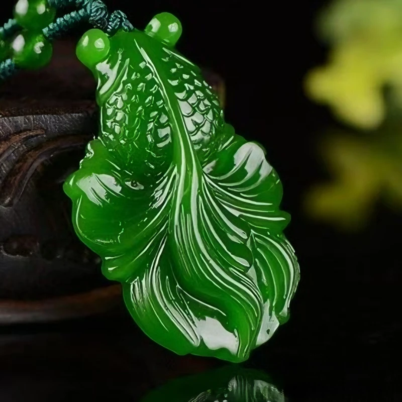

Real Jade Goldfish Pendant Necklace Fashion Choker Energy Natural Jewelry Vintage Amulet Carved Agate Gifts for Women