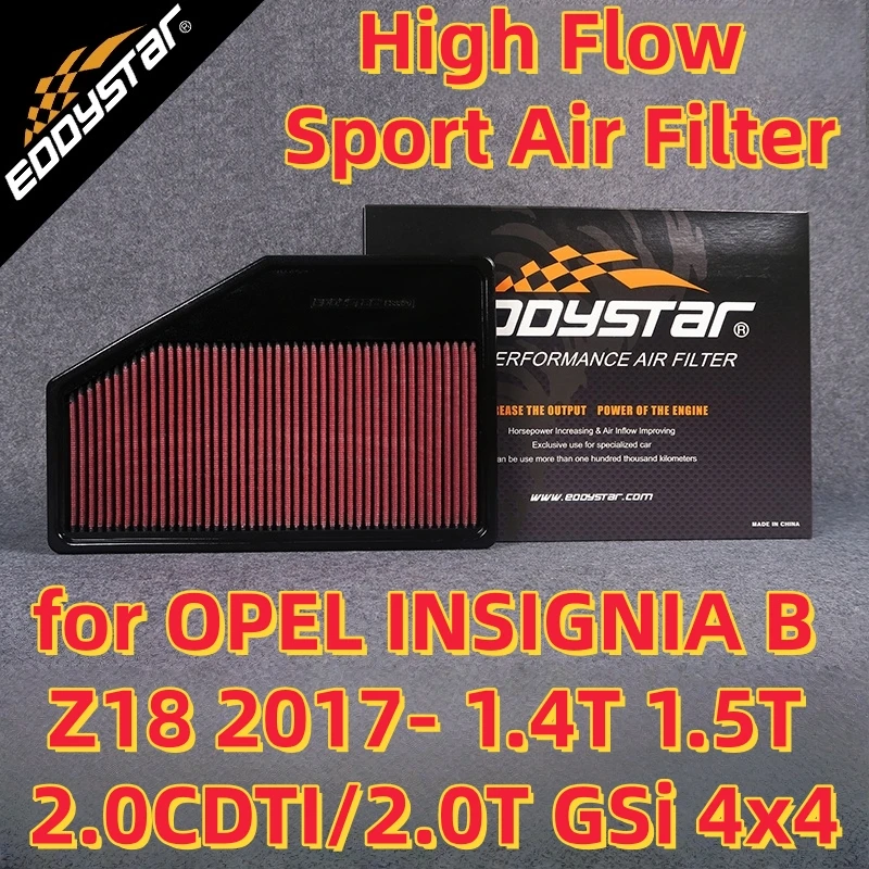 

High Flow Sport Air Filter for OPEL INSIGNIA B Z18 2017- 1.4T 1.5T 2.0CDTI/2.0T GSi 4x4 Washable Racing Intake Filters