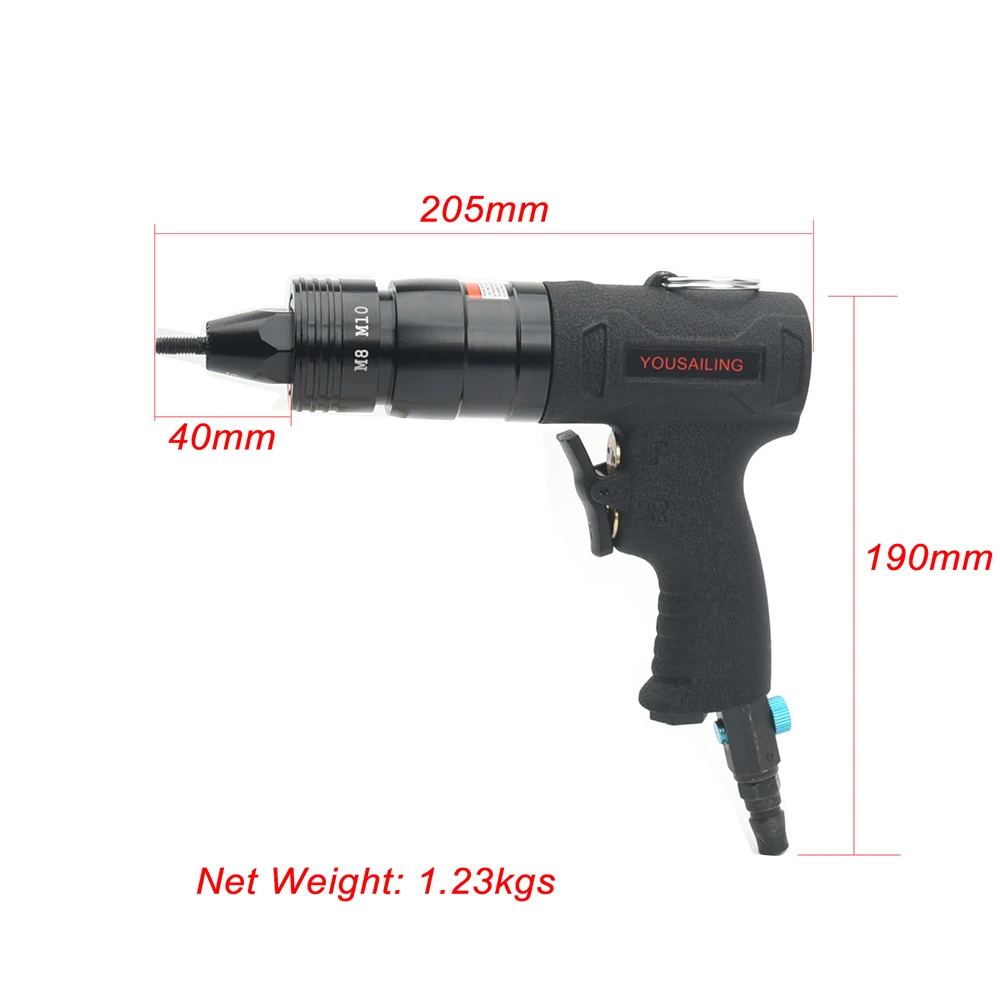 YOUSAILING M6 M8 M10 Self-Lock Pneumatic Rivet Nut Guns Insert Thread Pull Setter Riveters Riveting Nuts Rivet Tool