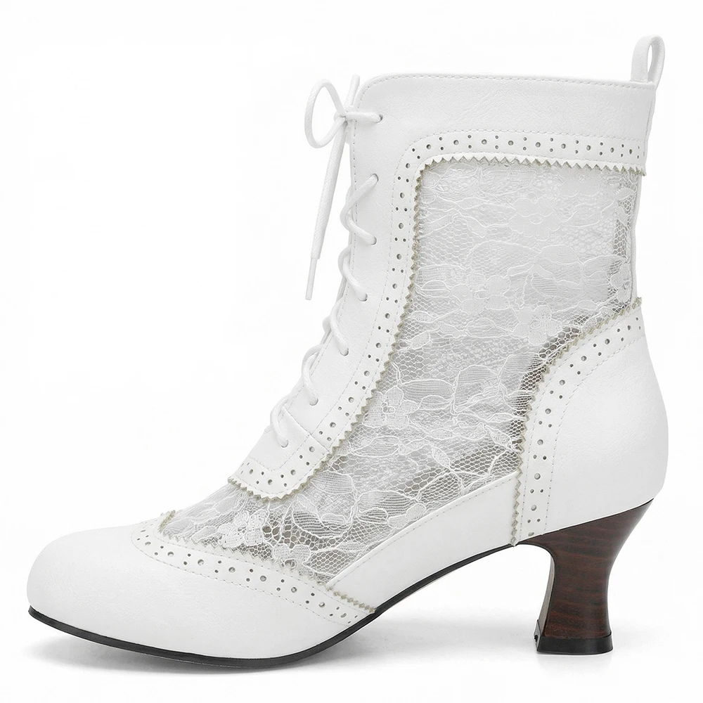 รองเท้าบูทข้อเท้าสไตล์วิคตอเรี - Kitten Heel Women บทวิจารณ์และราคา