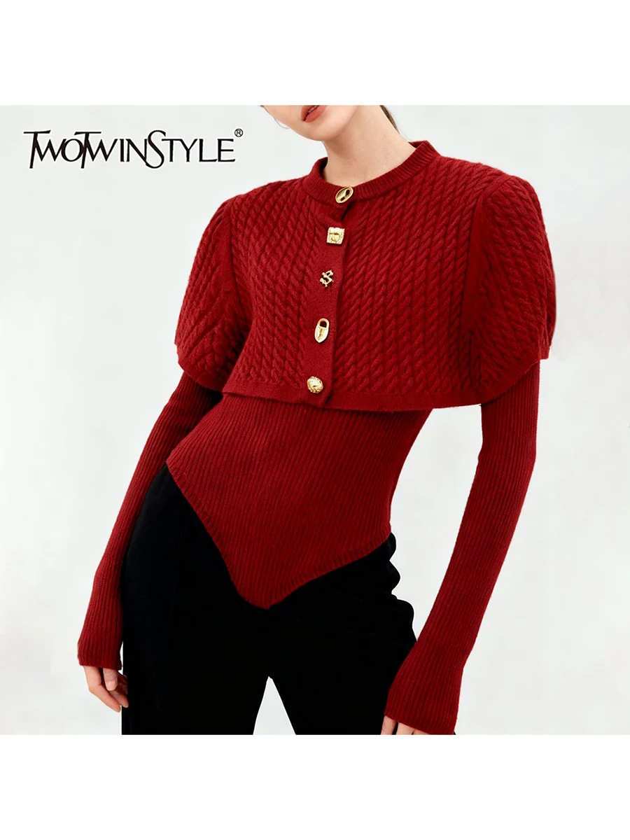 TWOTWINSTYL التخسيس أنيقة قطعتين مجموعات للنساء س الرقبة تقسم واحدة الصدر شال الخامس الرقبة طويلة الأكمام مجموعة علوية الإناث #1