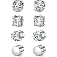 1 Pair Crystal Strong Magnetic Ear Stud Clip Earrings for Men Women Punk Round Zircon Magnet Earrings Non Piercing Jewelry
