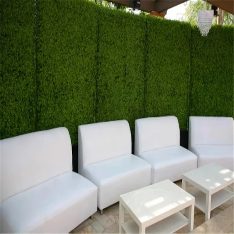

Outdoor Artificial Black Planter with Boxwood Hedge Green Wall Fence Decorative Outdoor Artificial Plastic Grass Wall