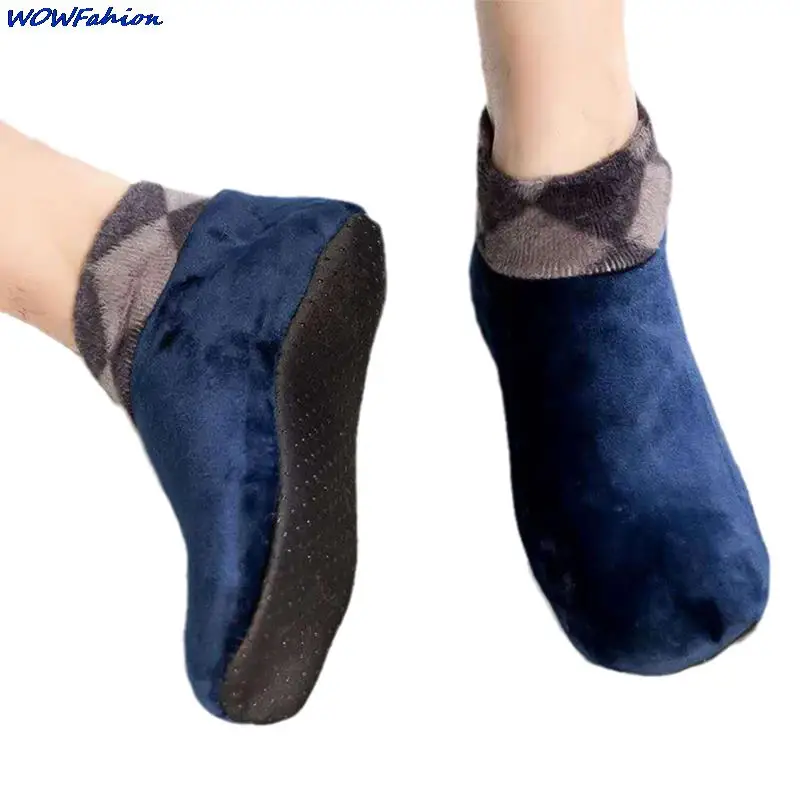 1pair Winter Warm Thicken Boot Socks Men Women Soft Fleece Socks Unisex Elastic Non Slip Indoor Floor Socks Slipper 4 Colors