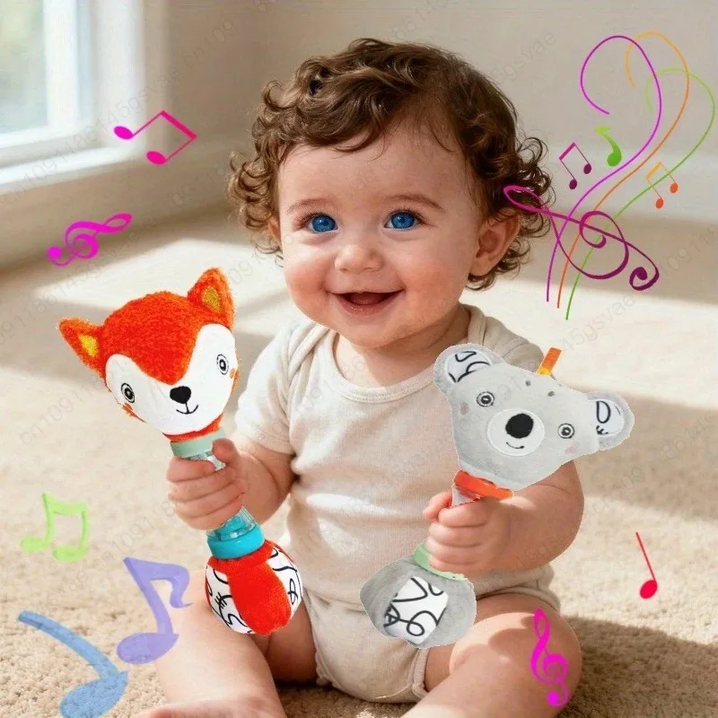 Baby-Rasselspielzeug für 0–6 Monate – sensorischer Beißring und Greif-Trainingsstab, Entwicklungsspielzeug für Neugeborene, Handgerät für die frühe Babybildung