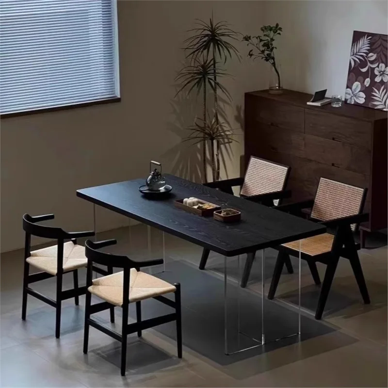 Italian Minimalist Solid Wood Desk Nordic Creative Living Room Reception Workbench Acrylic Floating Home Furniture Tavolo FYFD