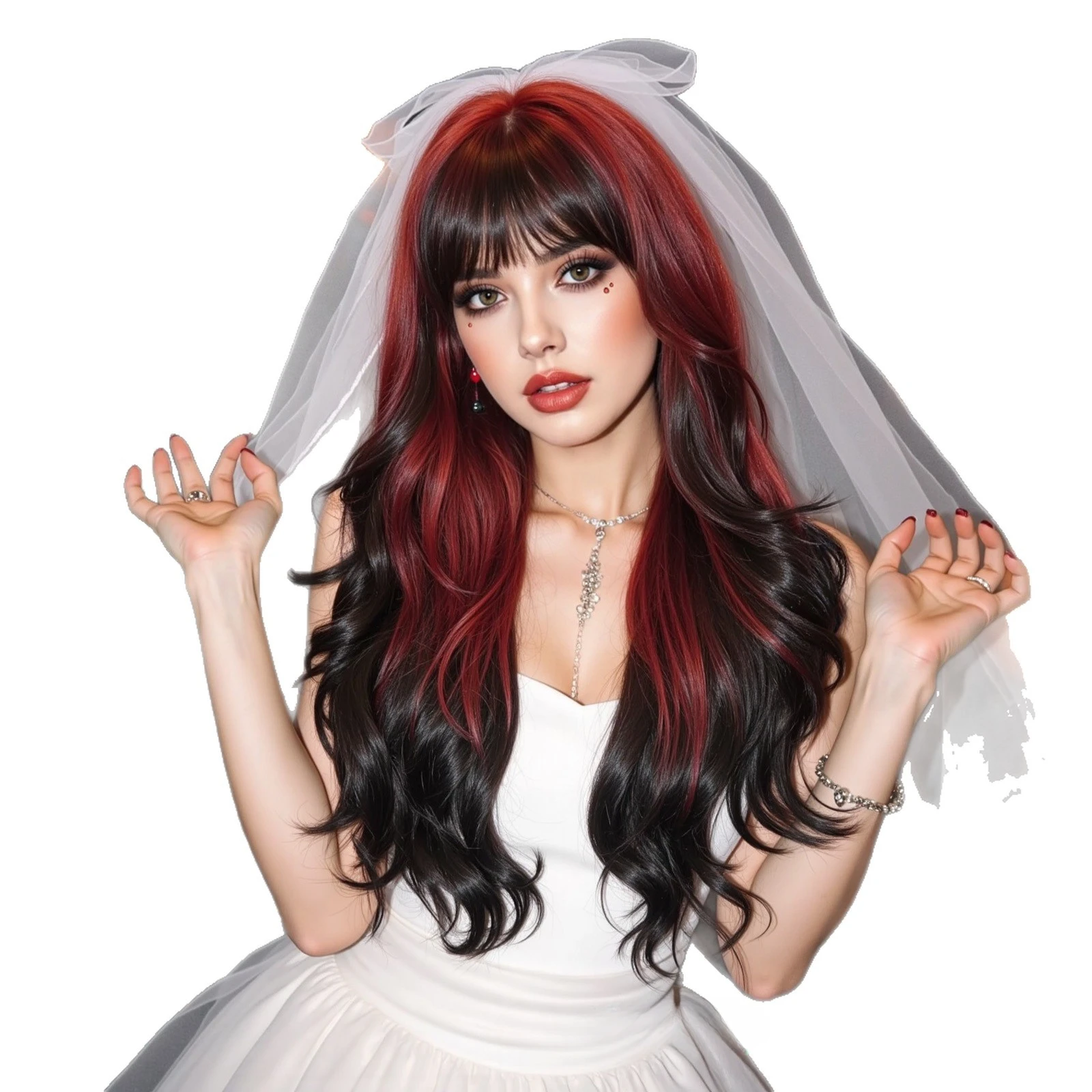 Red Black Ombre Wig for Women Long Wavy Hair Wigs Body Wave Wear and Go High Quality Synthetic Wigs Christmas Halloween Cosplay