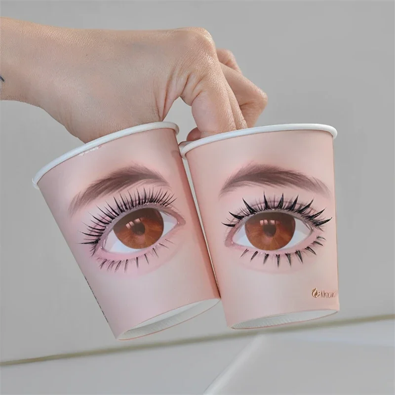 50/10 Pcs Eyelash Practice Paper Cup Lash Extension Supplies Mannequin Exercises Professional Makeup for Starters Auxiliary Tool