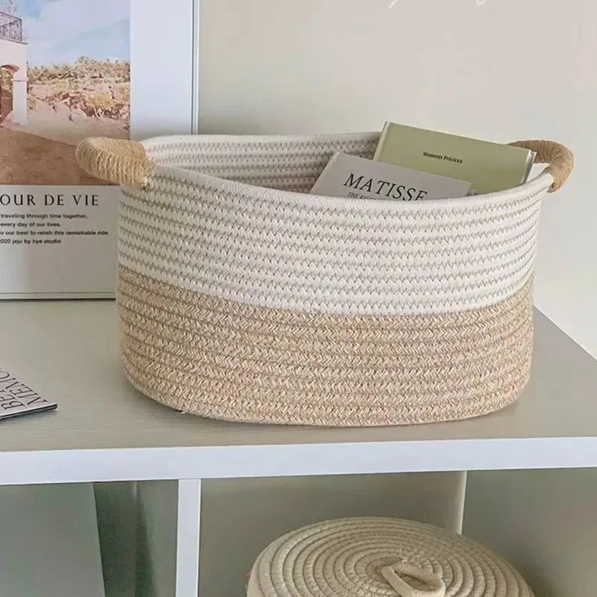 

Storage Basket Organizer Woven Rope Bin Aesthetic Home Decor Toy Storage Nursery Bathroom Desktop Organizer Minimalist