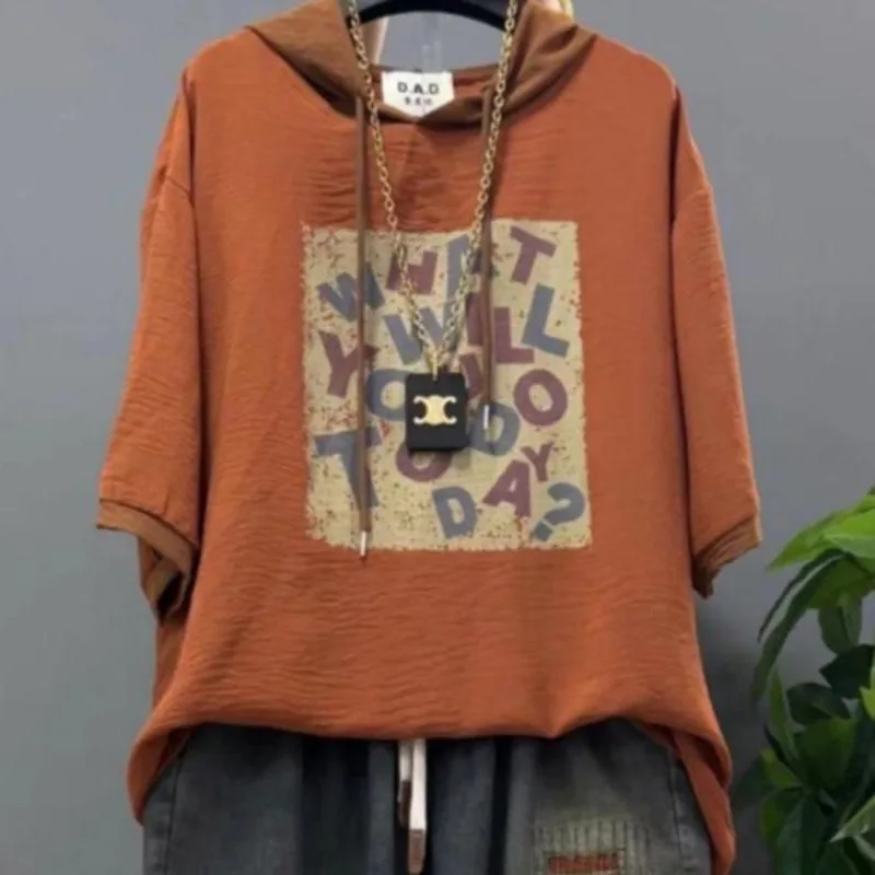 Vintage Plus Size Jeans Set Women's Two-Piece Outfit Casual Suit Denim Pants  Ladies Hooded T-Shirt Printed Jeans Sets