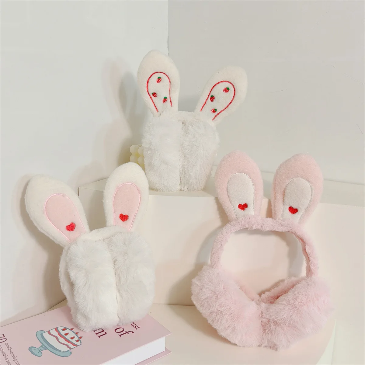 

Women's Ear Earmuffs Korean Cute Sweet Kawaii Plush 3D Cartoon Rabbit Ears Cute Winter Thicked Warm Folding Ear Earmuff For Girl
