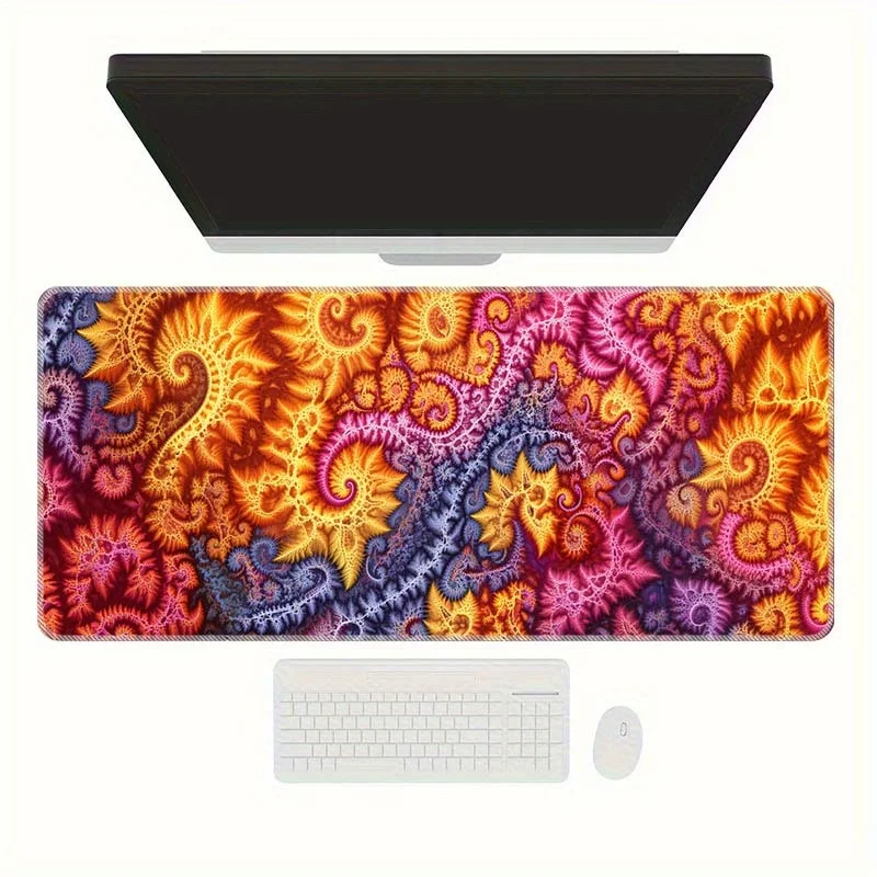 Abstract Fractal Art Extended Gaming Mouse Pad Durable Rubber Non-Slip Desk Mat for Office Home Workspace