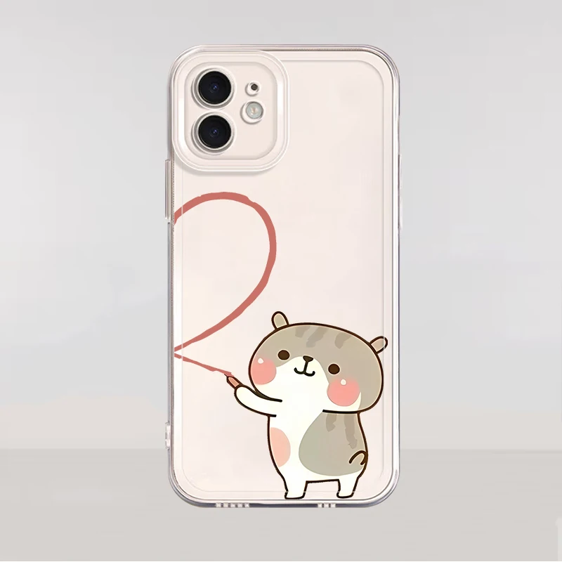 Cartoon Fun Bijpassende Paar Case voor Apple iPhone 16e 7 8 SE XR 13 12 11 Pro Max 15 14 16 Plus XS Helder Zacht