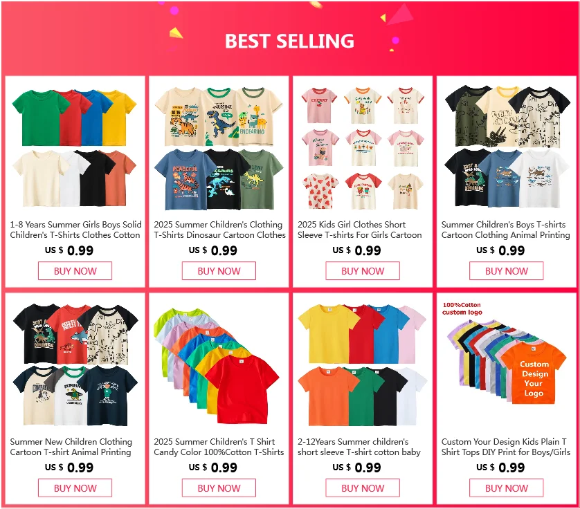 2026 Sommer Kinder T-Shirt Bonbonfarben 100% Baumwolle T-Shirts für Jungen Mädchen Baby Einfarbige Kleidung Kinder T-Shirts Kurzarm T-Shirts – Detail 1