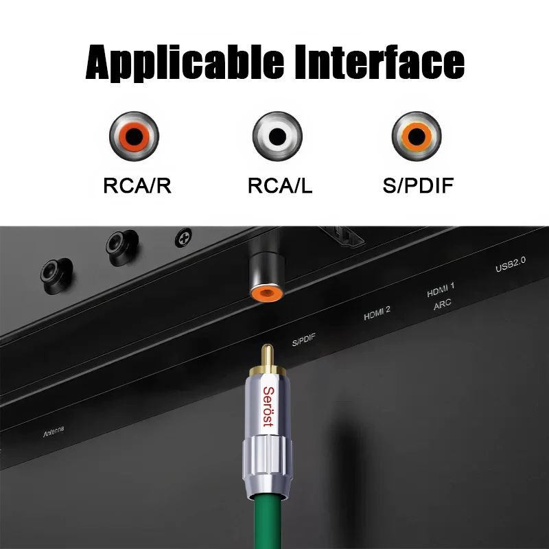 Serost HIFI 99.9999% OFC/OCC Silver-plated Cable RCA Signal Audio Cable FOR CD home theater DSP DAC amplifier car audio earphone
