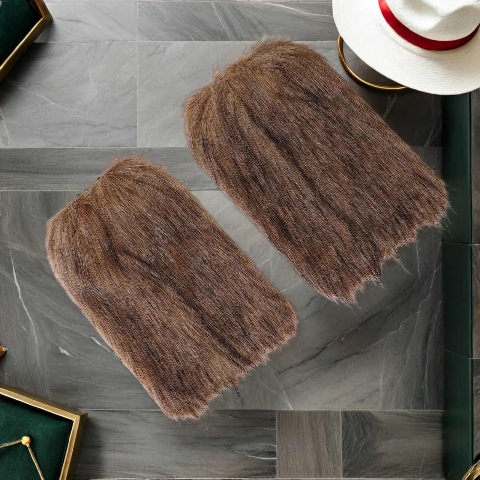 1 paire de couvre-bottes viking en fausse fourrure pour femmes et hommes, accessoires de costume médiéval, fête d'Halloween, festival d'hiver