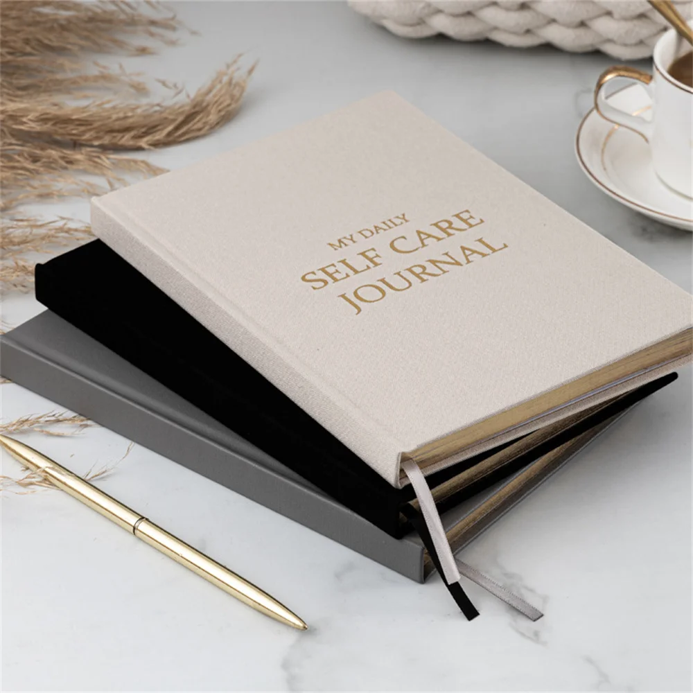 A5 English Version Notebook Gratitude Diary Happiness Self-Care Notebook Waterproof and Wear-Resistant Watercolor Cloth Record