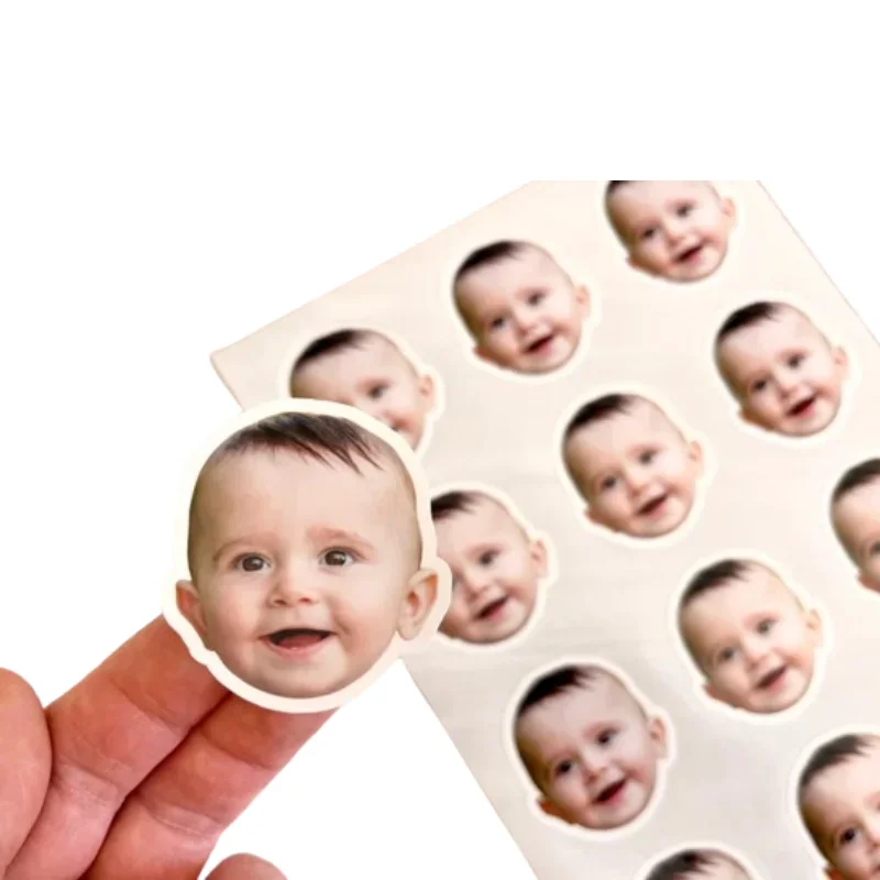 25Pcs Personalized Stickers Face Sticker Custom Logo Stickers Kids Birthday Party Photo Decal Party Favours Water Bottle Laptop