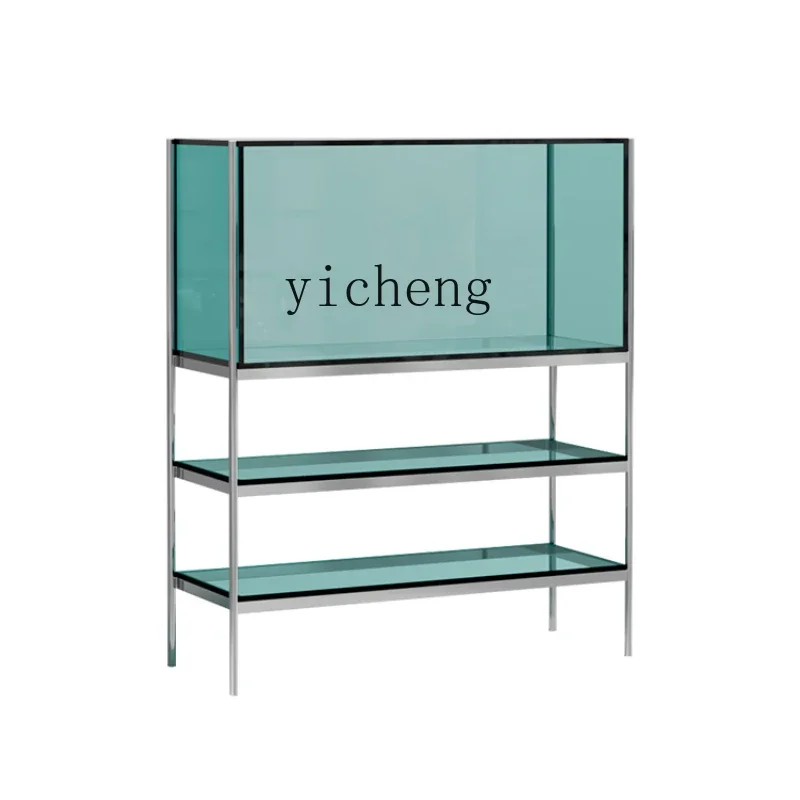 ZC Acrylic Storage Rack Sofa Side Cabinet Metal Floor Showing Stand Living Room Small Transparent Storage Rack