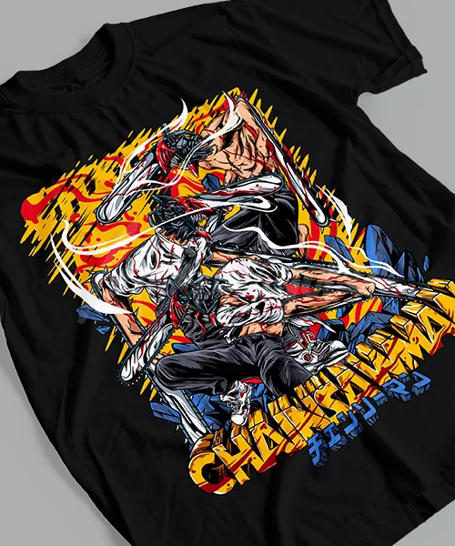 T-Shirt UNISEX CHAINSAW MAN DENJI TRANSFORMADO POSICIONES DE ATAQUE