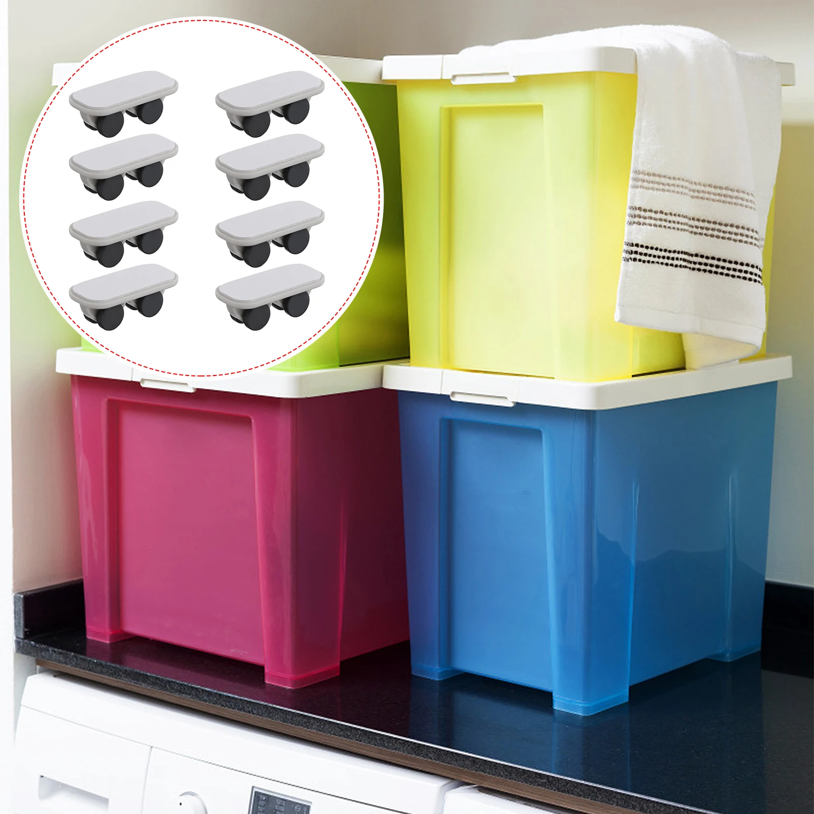 

8Pcs Storage Box Adhesive Casters Easy Paste No Damage