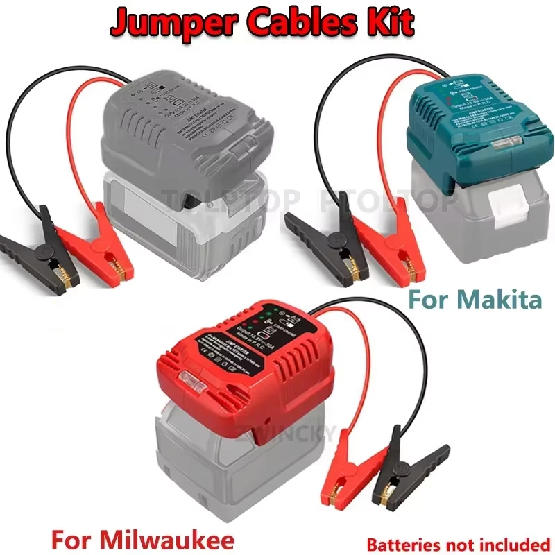 11AWGJumper Cables Car Accessories Replacement ForDewalt/Makita/Milwaukee/Einhell 18VBattery Jump Starting Adapter Auto Booster