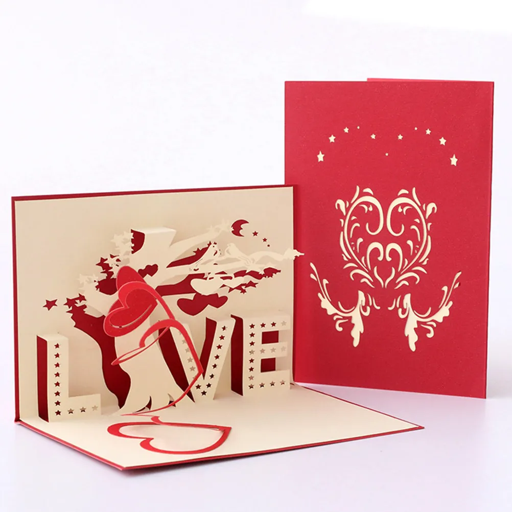 

1Pcs Love Tree Valentine's Day Greeting Card Premium Paper Handmade 3D Design DIY Blessing Card Ideal for Party Gift